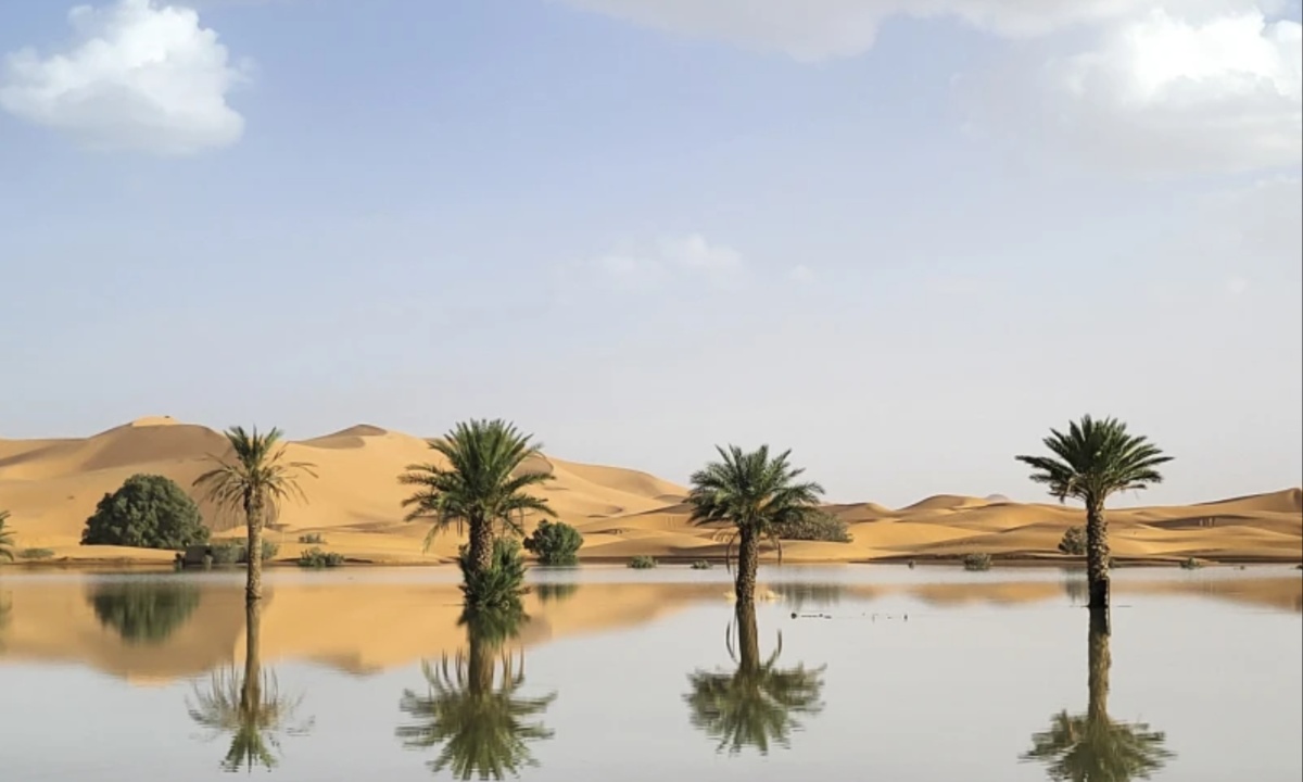 Rare Sahara Rainfall Transforms Desert into Blue Lagoons, Offering Relief Amid Long Drought