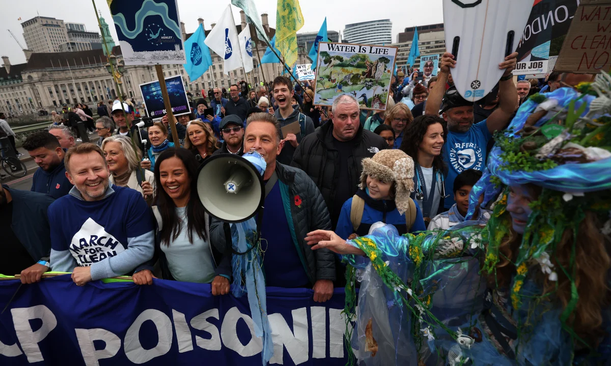 Thousands Rally in London Urging Action Against Water Pollution and Sewage Discharges in UK Rivers